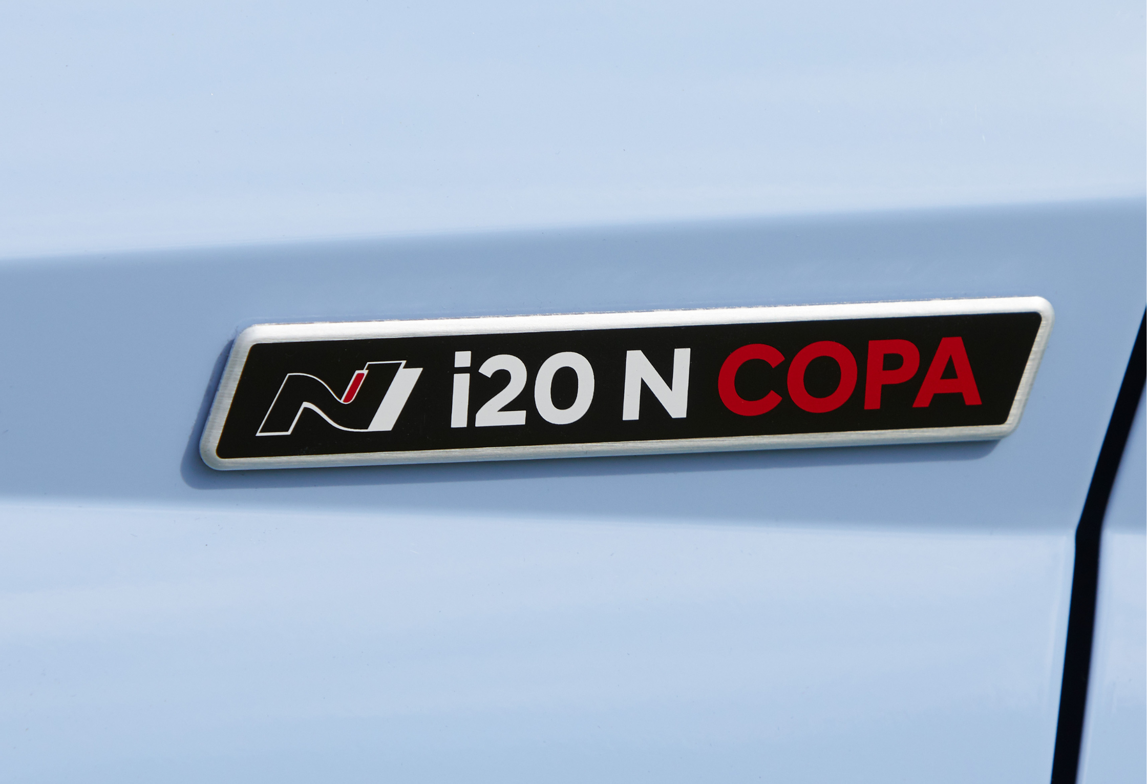 Car port badge voor de Hyundai I20N COPA editie, een Limited Edition uitvoering van de Hyundai I20 N.